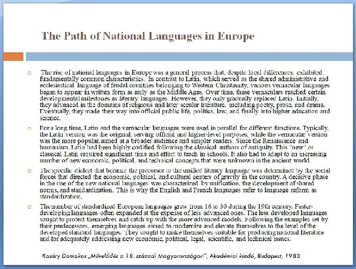 The Path of National Languages in Europe :: Szemlélek